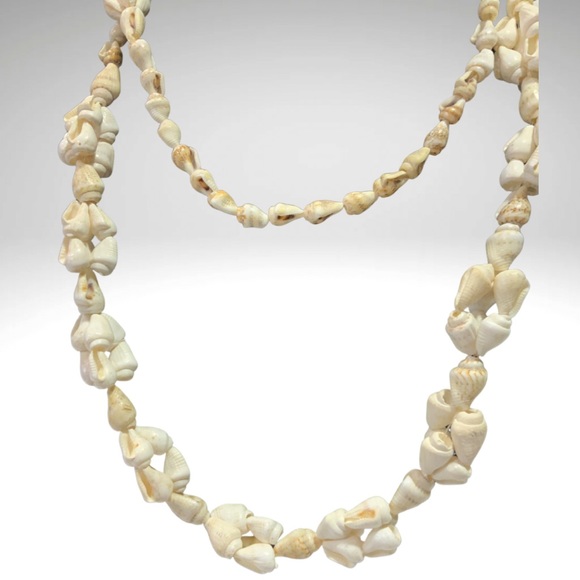 Seashell Lei Tropical Tiki Luau Boho Beach Long 34” Single Strand Long Neckl… - Picture 3 of 11